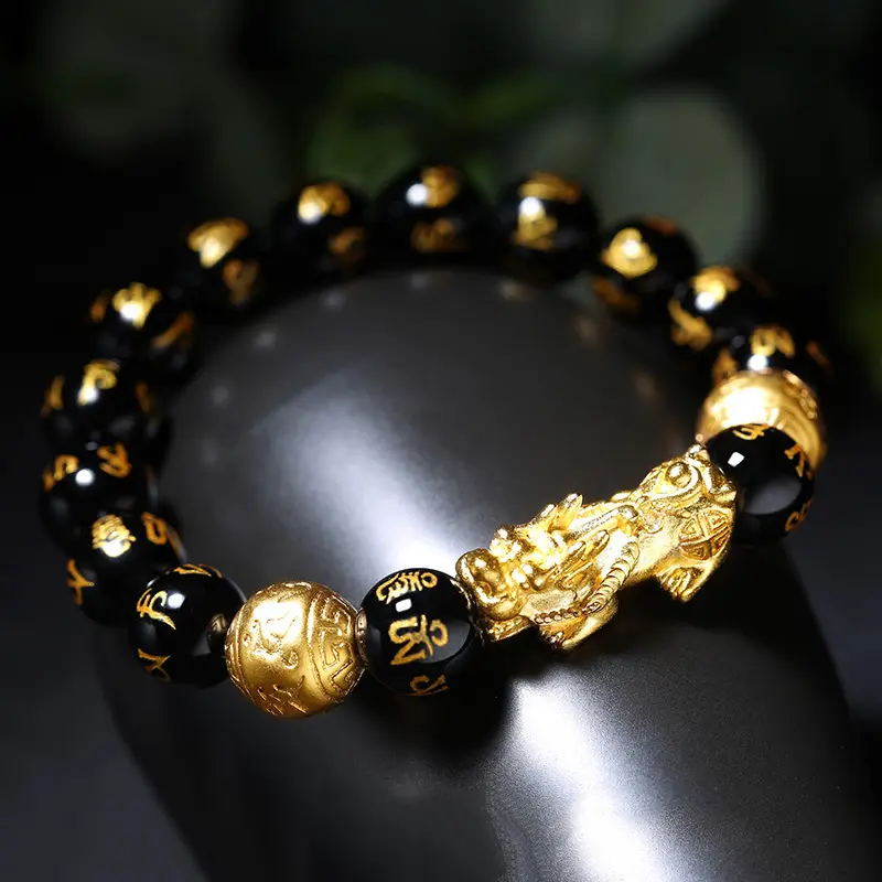 Black Obsidian Pixiu Bracelet with Six-Syllable Mantra The Fortune Keeper (2)