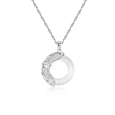 Lucky Koi Fish Necklace Sterling Silver Wealth 9 & Safety 6 Amulet (5)