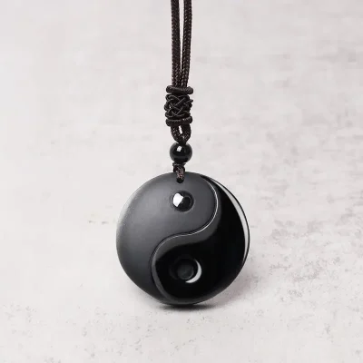 Obsidian Yin Yang Necklace Ultimate Balance 6 & 9 Protection Amulet (1)