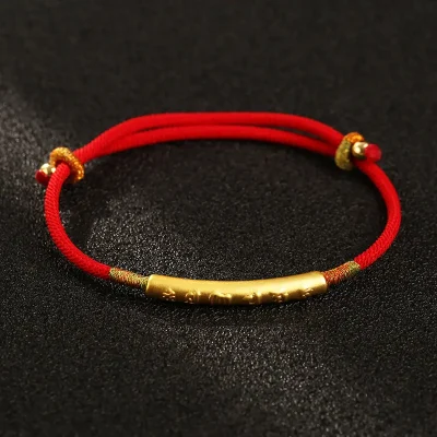 The Dragon’s Guard 999 Silver Six Syllable Mantra Red String Protection Bracelet (1)