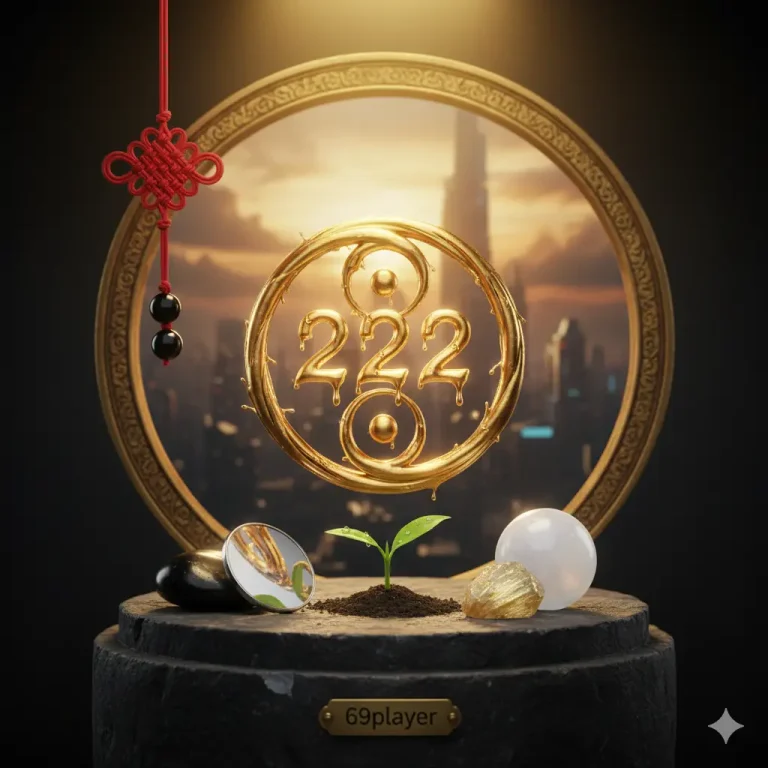 222 angel number visual in black and gold with Yin-Yang balance motifs.
