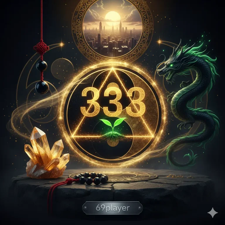 333 angel number visual in black and gold: mind, body and spirit.