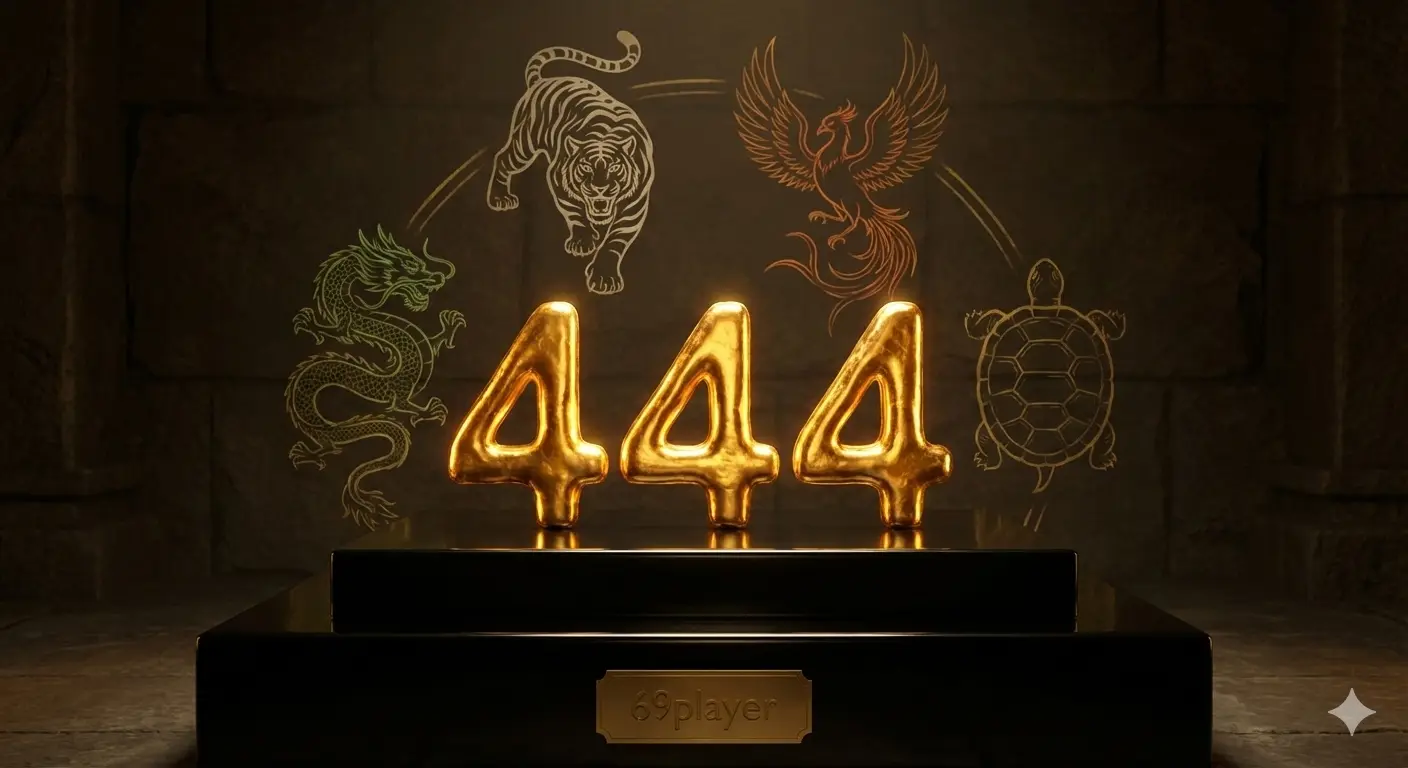 444 angel number in the 69player black and gold brand style.