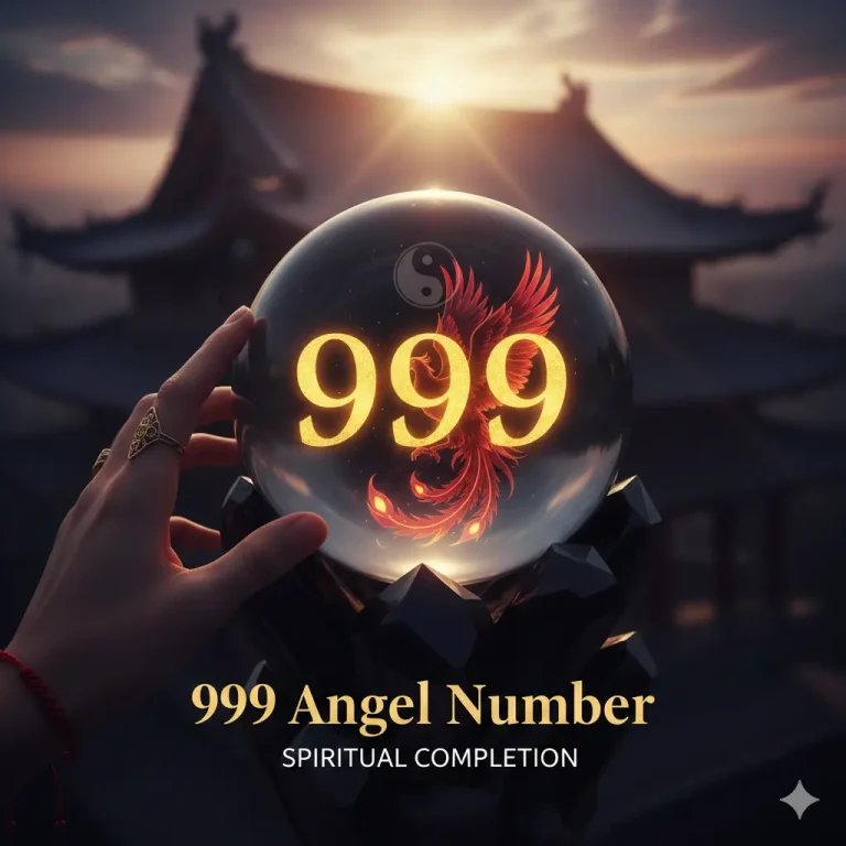 Crystal ball showing 999 with a red phoenix against a dark background.