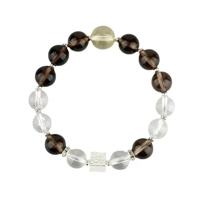 Aries Crystal Bracelet: Smoky Quartz & Clear Quartz for Grounding and Clarity