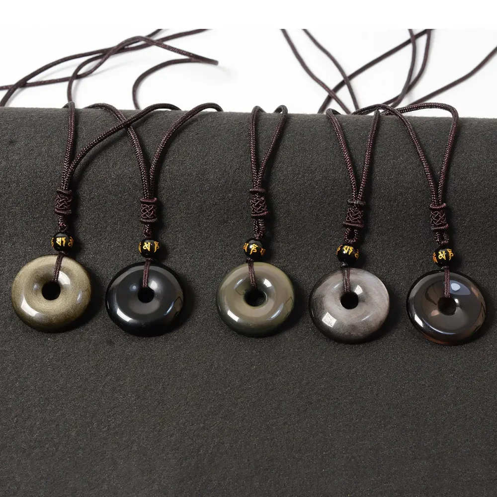 Black Obsidian Protection Pendant - The Ping An Kou "Safety Buckle" for Spiritual Grounding & Balance