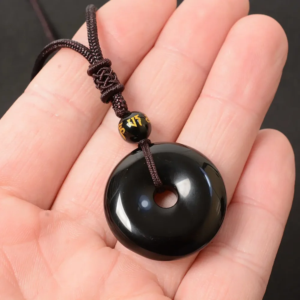 Black Obsidian Protection Pendant - The Ping An Kou "Safety Buckle" for Spiritual Grounding & Balance