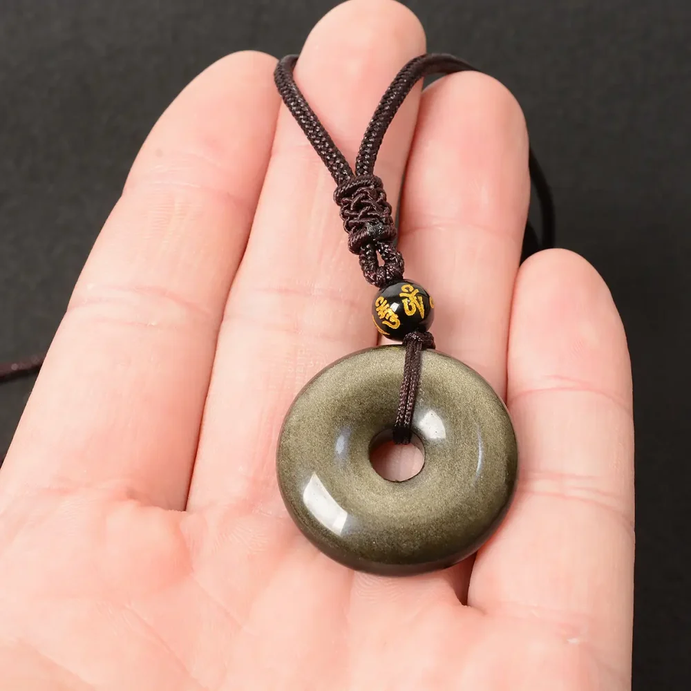 Black Obsidian Protection Pendant - The Ping An Kou "Safety Buckle" for Spiritual Grounding & Balance