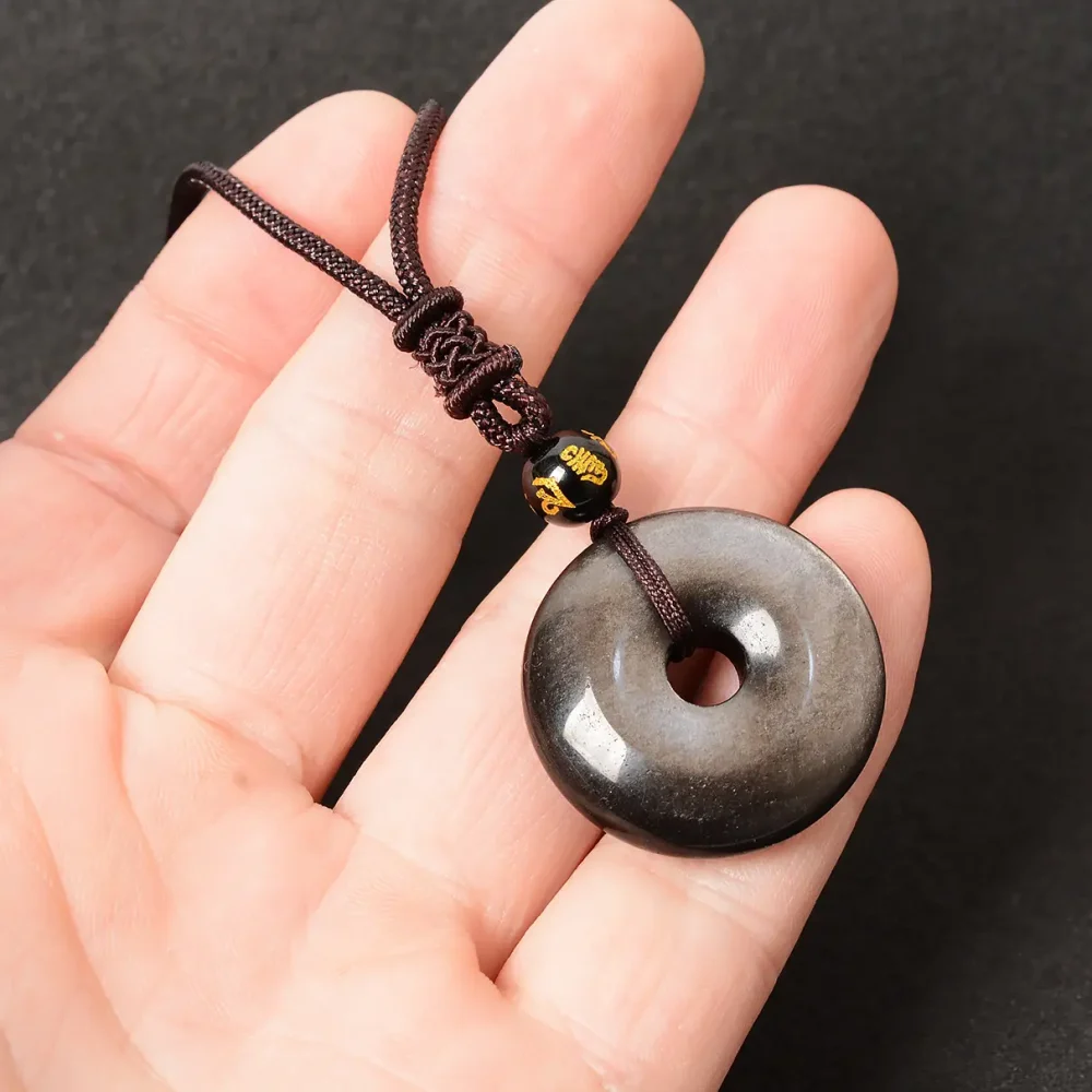 Black Obsidian Protection Pendant - The Ping An Kou "Safety Buckle" for Spiritual Grounding & Balance