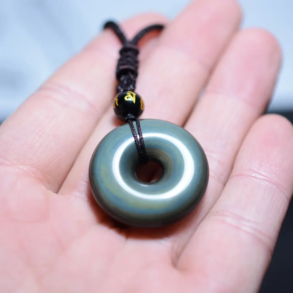 Black Obsidian Protection Pendant - The Ping An Kou "Safety Buckle" for Spiritual Grounding & Balance