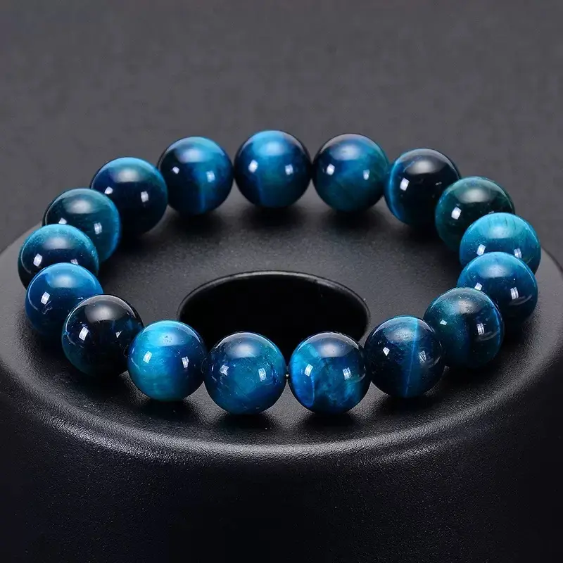 Blue Tigers Eye Bracelet: Blue Tiger's Eye Bracelet - Natural Sky Blue Stone for Internal Flow and Clarity