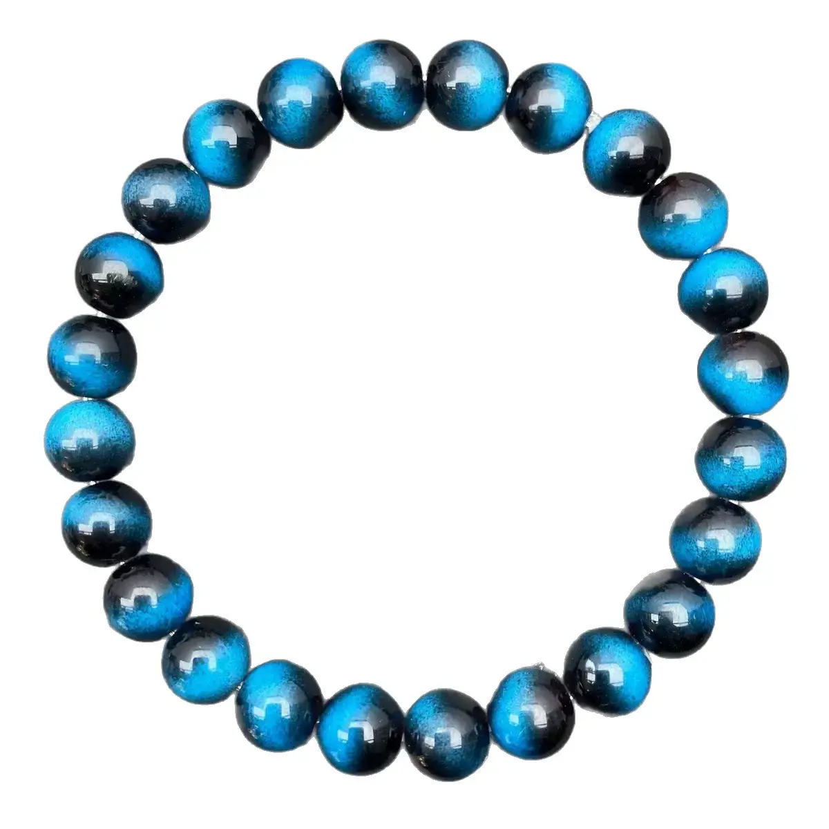 Blue Tigers Eye Bracelet: Blue Tiger's Eye Bracelet - Natural Sky Blue Stone for Internal Flow and Clarity