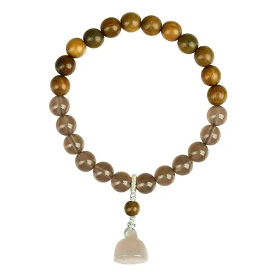 Five Elements Bracelet Water SKU made of Green Sandalwood and Grey Agate beads as a spiritual energy balance bracelet.