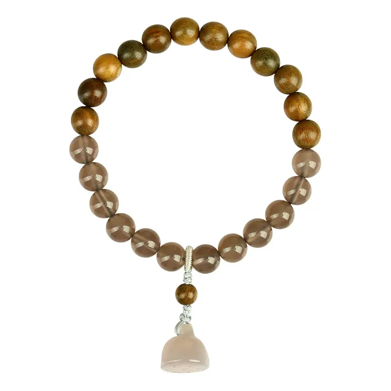 Five Elements Bracelet Water SKU made of Green Sandalwood and Grey Agate beads as a spiritual energy balance bracelet.