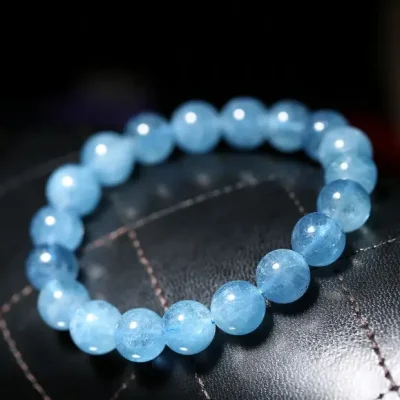 Aquamarine Crystal Bracelet - Natural Brazilian Ice-Grade Beads for Inner Peace & Flow