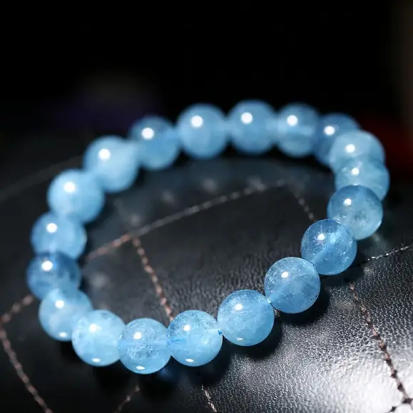 Aquamarine Crystal Bracelet - Natural Brazilian Ice-Grade Beads for Inner Peace & Flow