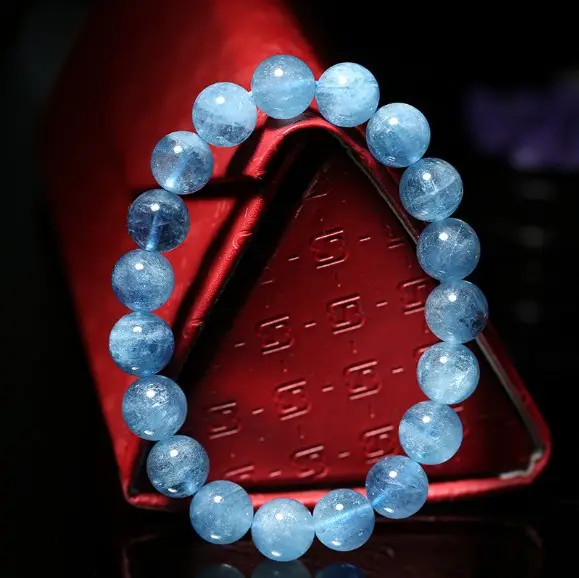 Aquamarine Crystal Bracelet - Natural Brazilian Ice-Grade Beads for Inner Peace & Flow