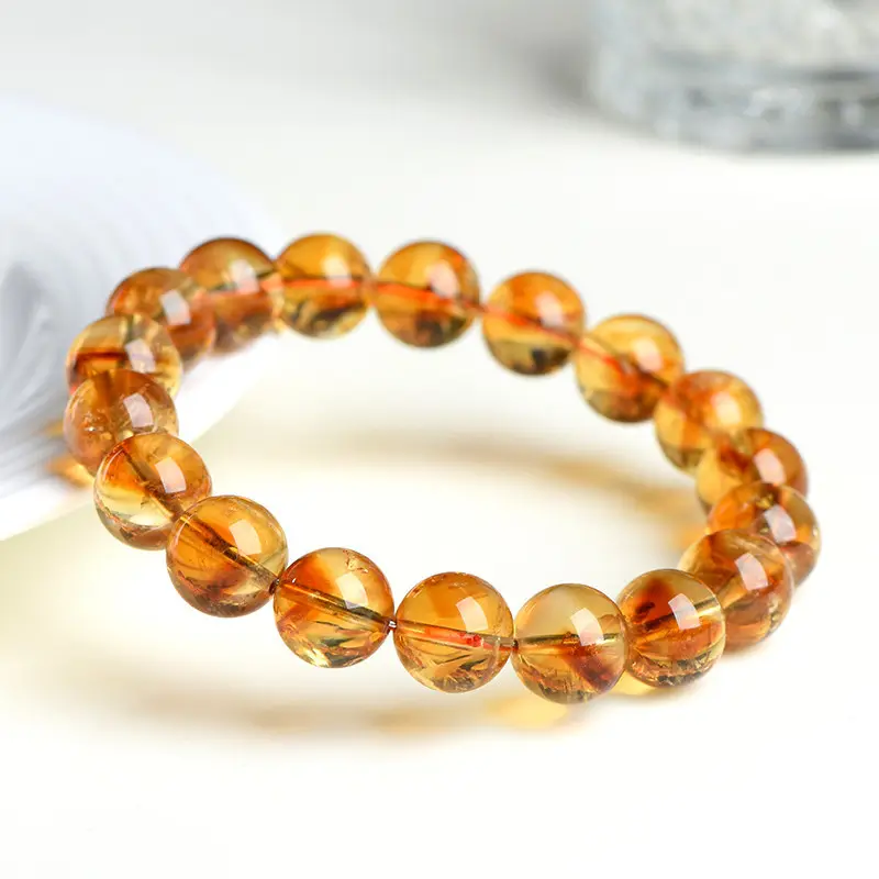 Natural Citrine Bracelet — Ultimate Yang Pyramid & Round Bead Design for Abundance
