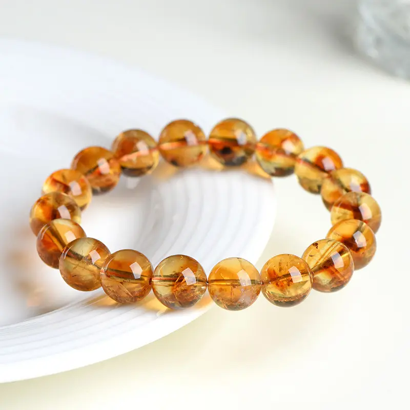 Natural Citrine Bracelet — Ultimate Yang Pyramid & Round Bead Design for Abundance