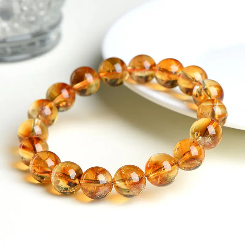 Natural Citrine Bracelet — Ultimate Yang Pyramid & Round Bead Design for Abundance