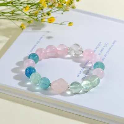 Aquarius Crystal Bracelet - Rose Quartz & Fluorite for Inner Harmony